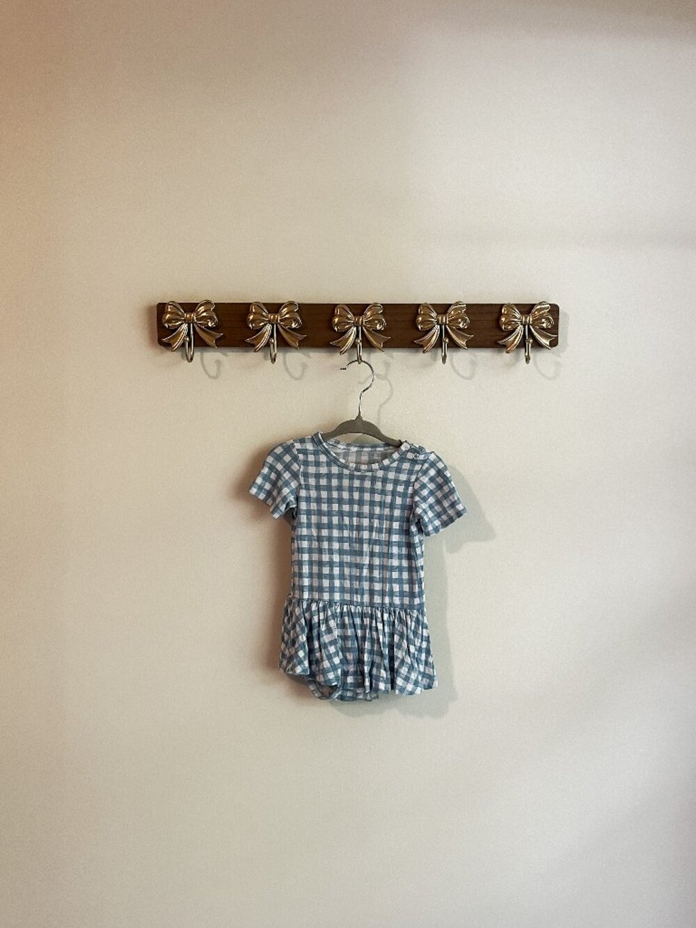 Gigi and Max Girls Size 12 Months Blue Gingham Baby Dress with Ruffle Hem